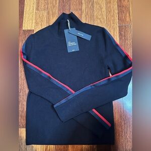Zara Navy Blue Turtleneck with Red and Blue Stripes Après Ski